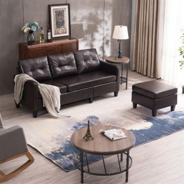 PU Combination Sofa Dark Brown