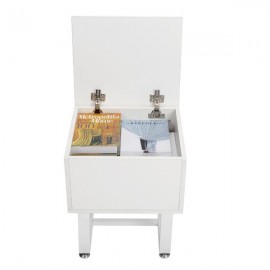 Wooden Square Storage Box Stool For Home Use White