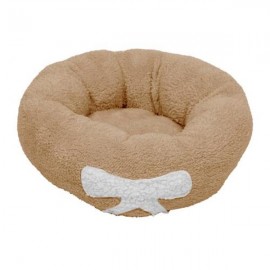 Pet Dog Cat Calming Bed Warm Soft Plush Round Brown for Cats & Small Dogs