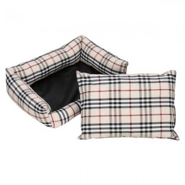 22" Pet Bed Dog Mat Cat Pad Plaid Khaki for Cats & Small Dogs