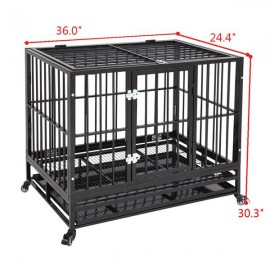 36” Heavy Duty Dog Cage Crate Kennel Metal Pet Playpen Portable with Tray Black