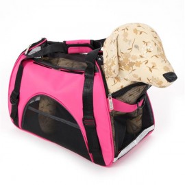 Hollow-out Portable Breathable Waterproof Pet Handbag Rose Red L