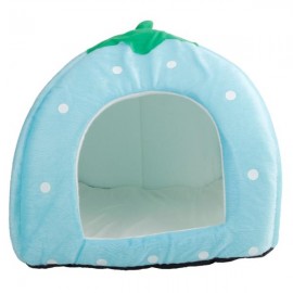 Soft Cotton Cute Strawberry Style Multi-purpose Pets Dog Cat House Nest Yurt Size L Light Blue
