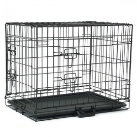 [US-W]24" Pet Kennel Cat Dog Folding Steel Crate Animal Playpen Wire Metal