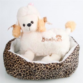 [US-W]Soft Cotton Pet Dog Puppy Warm Waterloo Bed Nest with Pad Size S Leopard Print Brown