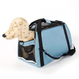 Hollow-out Portable Breathable Waterproof Pet Handbag Light Blue L