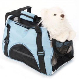 Hollow-out Portable Breathable Waterproof Pet Handbag Light Blue S