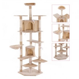 80" Multi-Level Cat Tree Cat Tower with Condo Beige