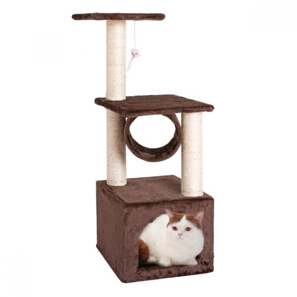36" Solid Cute Sisal Rope Plush Cat Climb Tree Cat Tower Brown