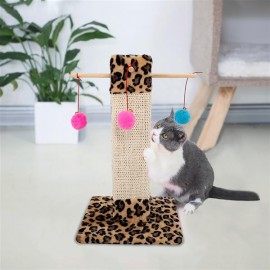 [US-W]M34 20" Stable Cute Sisal Cat Climb Holder Cat Tower Leopard Print