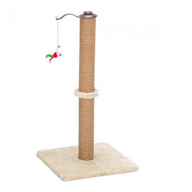 HOBBYZOO 26" 360°Rotatable Cat Climb Holder Tower Cat Tree Cat Scratching Sisal Post Tree Climbing Tower Beige with Two Toys