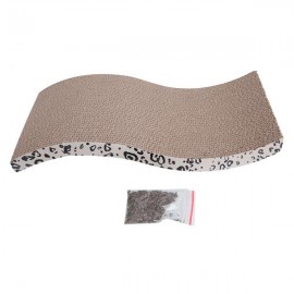 [US-W]Cool S-style Harden Corrugated Paper Pet Cat Toy Cat Claw-grinding Plate with Catnip Leopard Print P