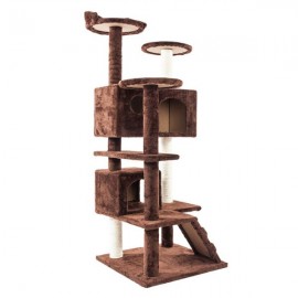 52" Solid Cute Sisal Rope Plush Cat Climb Tree Cat Tower Brown