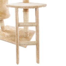 [US-W]60" Solid Cute Sisal Rope Plush Cat Climb Tree Cat Tower Beige